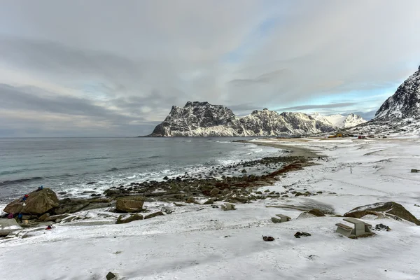 Utakliev strand, lofoten inseln, norwegen — Stockfoto