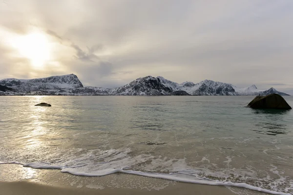Haukland Beach - Лофотенские острова, Норвегия — стоковое фото