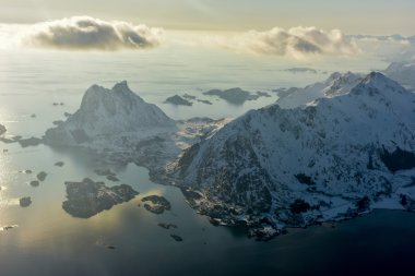 Havadan görünümü Lofoten Adaları, Norveç