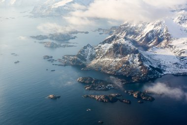 Havadan görünümü Lofoten Adaları, Norveç