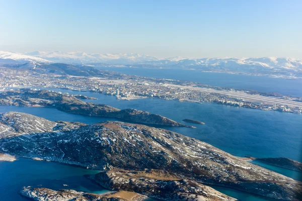 Letecký pohled - Lofoten ostrovy, Norsko — Stock fotografie