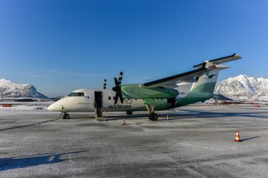 Wideroe Airplane in Leknes, Norway clipart
