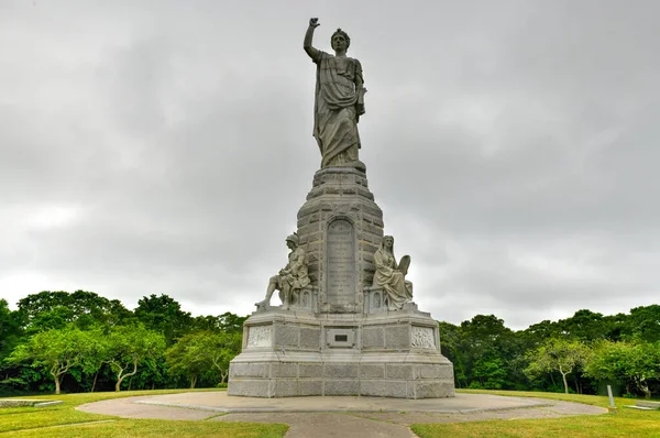 Monumento Nacional Los Antepasados Plymouth Massachusetts Erigido Por Sociedad Peregrinos — Foto de Stock