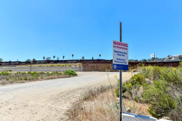 The Border Wall between the United States and Mexico from San Diego, California looking towards Tijuana, Mexico.