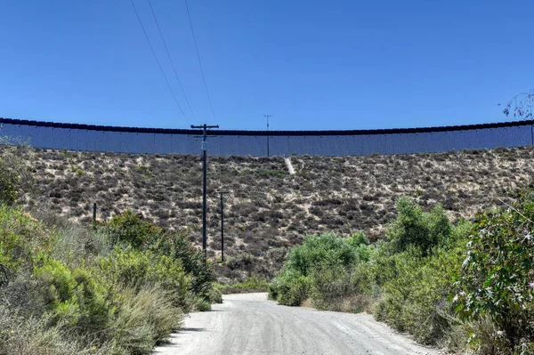 The Border Wall between the United States and Mexico from San Diego, California looking towards Tijuana, Mexico.