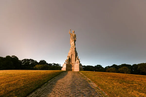 Monumento Nacional Aos Pais Durante Noite Plymouth Massachusetts Erguido Pela — Fotografia de Stock