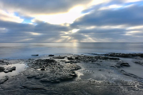 Ηλιοβασίλεμα Στο Tide Pools Στο Jolla Σαν Ντιέγκο Καλιφόρνια — Φωτογραφία Αρχείου