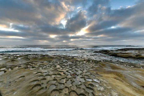 Coucher Soleil Bord Des Marées Jolla San Diego Californie — Photo