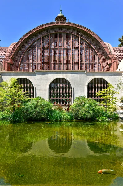 San Diego Juli 2020 Balboa Park Botanisches Gebäude Und Teich — Stockfoto