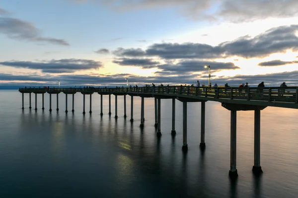 Solnedgång Vid Ocean Beach Pier San Diego Kalifornien — Stockfoto