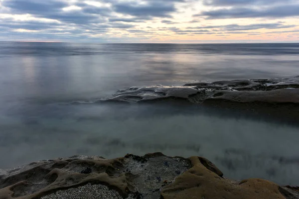 Pôr Sol Nas Piscinas Maré San Diego Califórnia — Fotografia de Stock