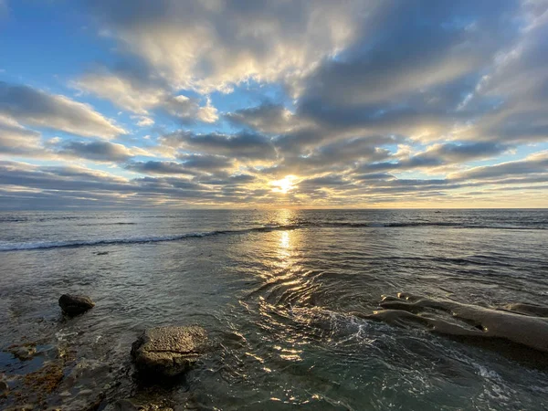 Coucher Soleil Bord Des Marées Jolla San Diego Californie — Photo