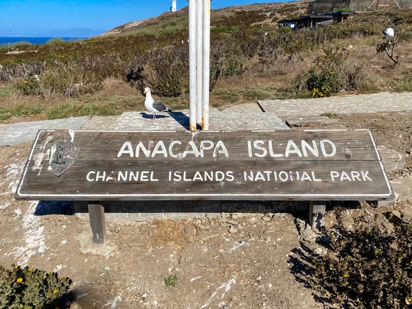 Знак Позначає Острів Анакапа Національному Парку Нормандських Островів Каліфорнія — стокове фото
