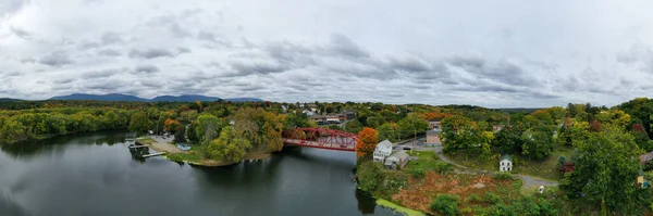 Aerial View Esopus Creek Bridge Saugerties New York — Stock Photo, Image