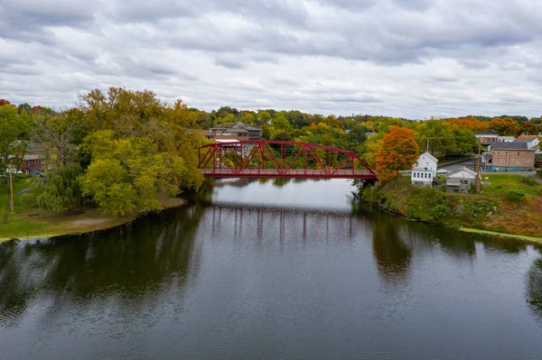 Saugerties New York Taki Esopus Creek Köprüsü Nün Hava Görüntüsü — Stok fotoğraf