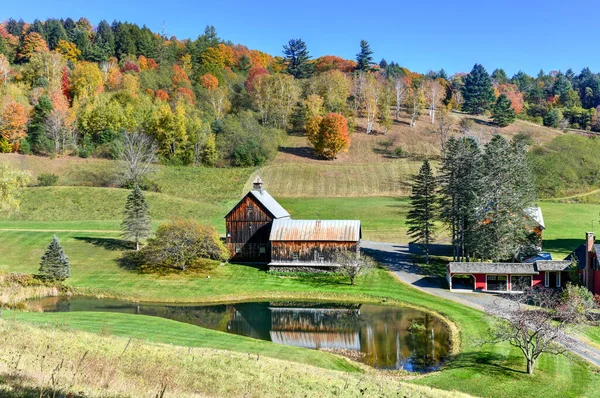 Sonbaharda Huzurlu Bir New England Çiftliği Bakan Woodstock Vermont Abd — Stok fotoğraf