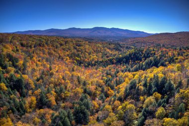 Stowe, Vermont 'taki tepedeki düşüşün panoramik manzarası.