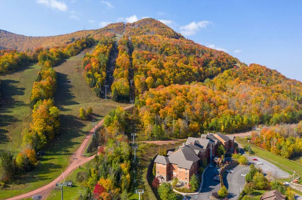 Colorido Hunter Ski Mountain Norte Estado Nova York Durante Pico — Fotografia de Stock