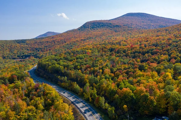 Légi Felvétel Őszi Lombozatról Catskill Hegység Mentén New York Állam — Stock Fotó