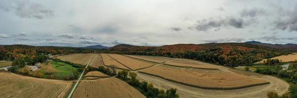 Vista Aérea Dos Campos Milho Vermont Durante Outono — Fotografia de Stock