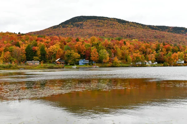 Vista Para Lake Elmore State Part Com Belas Folhagem Outono — Fotografia de Stock