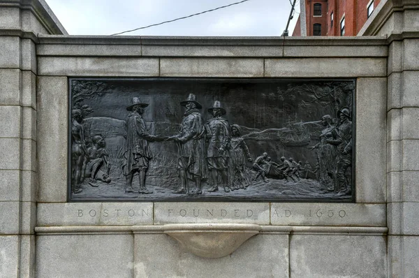 Founders Memorial Also Known Founding Boston 1930 Sculpture Installed Boston — Stock Photo, Image