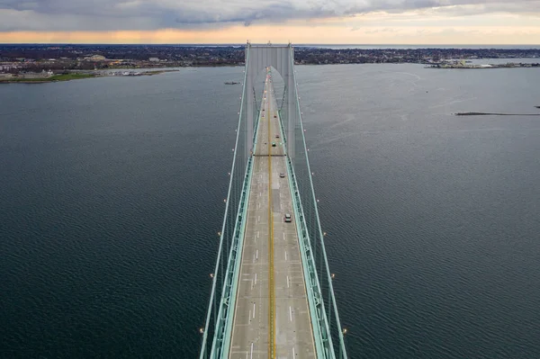 Claiborne Pell Bridge Longest Suspension Bridges World Located Newport Usa — Stock Photo, Image