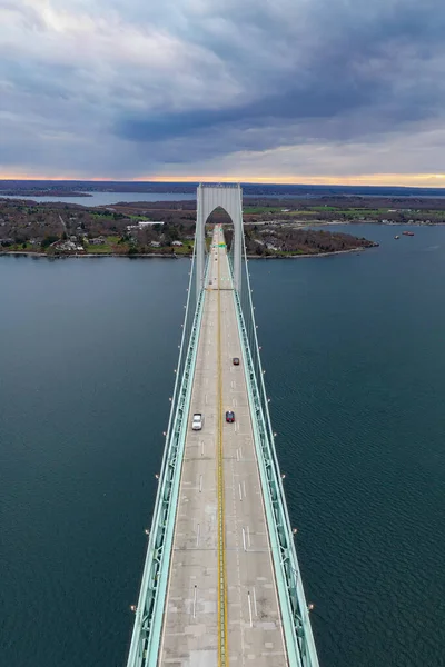 Мост Claiborne Pell Bridge Является Одним Самых Длинных Подвесных Мостов — стоковое фото