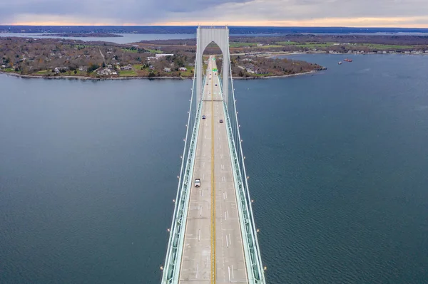 Мост Claiborne Pell Bridge Является Одним Самых Длинных Подвесных Мостов — стоковое фото