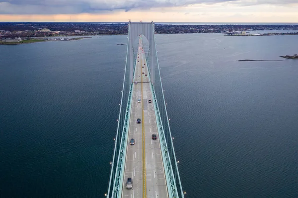 Мост Claiborne Pell Bridge Является Одним Самых Длинных Подвесных Мостов — стоковое фото