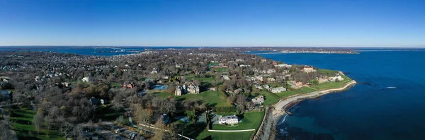 Newport Rhode Island Nov 2020 Aerial View Rocks Coast Cliffwalk — 스톡 사진