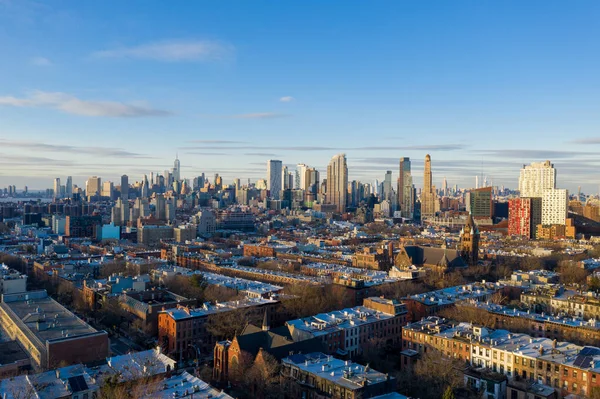 Flygfoto Över Manhattan Och Brooklyn Skyline Från Prospect Heights Brooklyn — Stockfoto