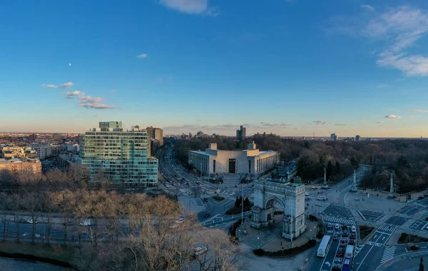 Letecký Pohled Vítězný Oblouk Grand Army Plaza Brooklynu New York — Stock fotografie