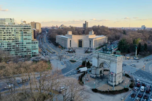 Vista Aérea Del Arco Del Triunfo Grand Army Plaza Brooklyn — Foto de Stock