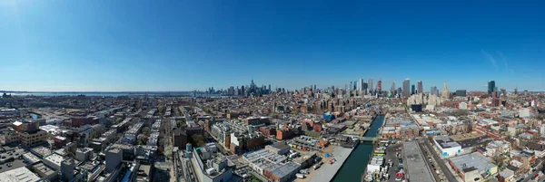 Бруклин Нью Йорк Апреля 2021 Года Вид Манхэттен Района Гованус — стоковое фото