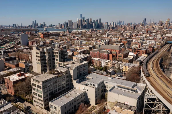 Brooklyn New York Apr 2021 View Manhattan Skyline Gowanus Neighborhood — Stock Photo, Image