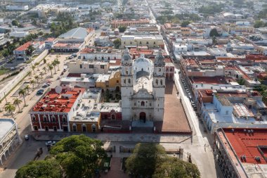 Campeche, Meksika 'daki Independence Plaza' daki San Francisco de Campeche Katedrali..