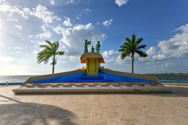 Campeche, Meksika - 25 Mayıs 2021: 4 Ekim Plaza Şehrin kuruluş tarihi anısına.