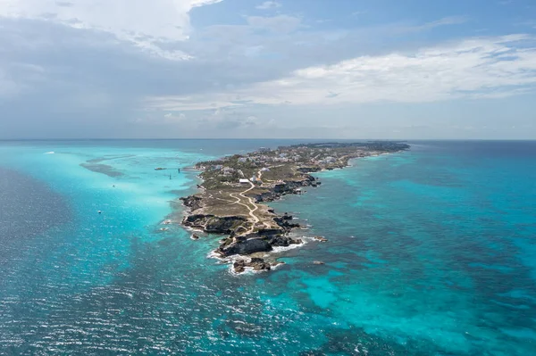 Vista Aérea Las Claras Aguas Azules Alrededor Punta Sur Isla —  Fotos de Stock