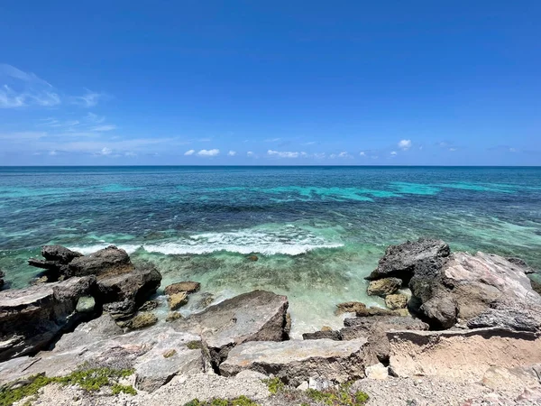 Vista Las Claras Aguas Azules Alrededor Punta Sur Isla Mujeres —  Fotos de Stock