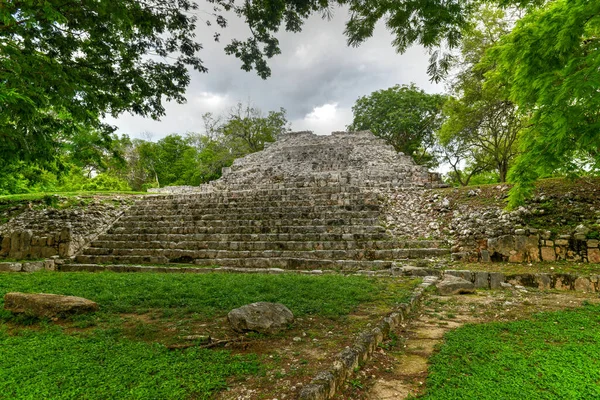 Edzna Sítio Arqueológico Maia Norte Estado Mexicano Campeche Templo Das — Fotografia de Stock