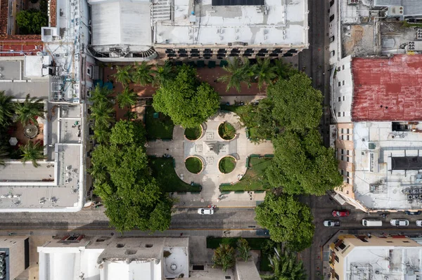 Vista Aérea Del Parque Hidalgo Mérida Estado Yucatán México — Foto de Stock