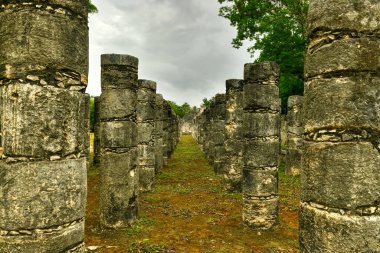 Templo de los Guerreros, Savaşçılar Tapınağı, Chichen Itza Yucatan, Meksika, UNESCO Dünya Mirası Bölgesi.