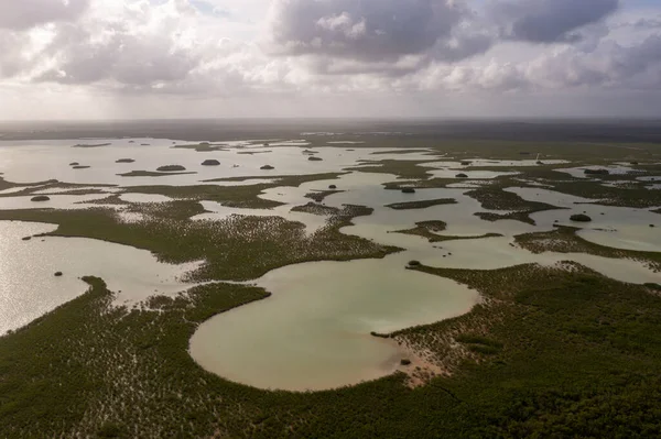 Paisagem Aérea Panorâmica Península Tulum Quintana Roo México — Fotografia de Stock