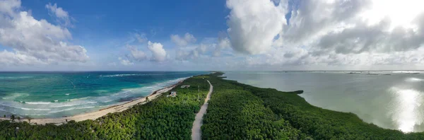 Paysage Aérien Panoramique Péninsule Tulum Quintana Roo Mexique — Photo