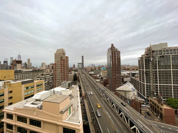 New York Juin 2021 Vue Panoramique Sur Manhattan Pont Manhattan — Photo