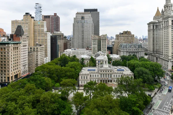 Panoramic Aerial View Skyscrapers Lower Manhattan New York City — Stock Photo, Image