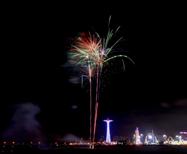 Coney Island Beach Fireworks — Stock Photo, Image
