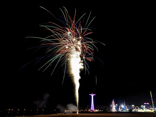 Coney Island Beach Fireworks — Stock Photo, Image