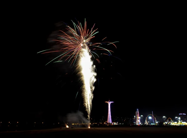 Coney Island Beach Fireworks — Stock Photo, Image